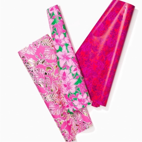 Lilly Pulitzer Hibiscus Floral Print Gift Wrap Wrapping Paper NWT In Kelly Green - Picture 2 of 8